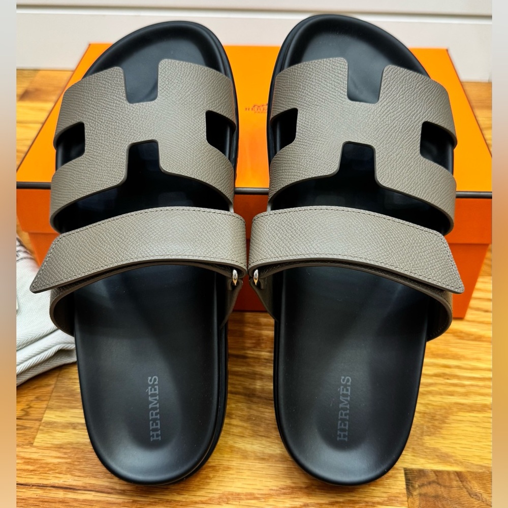 Women's Taupe Leather Oran Slide Sandals - Picture 4 of 10